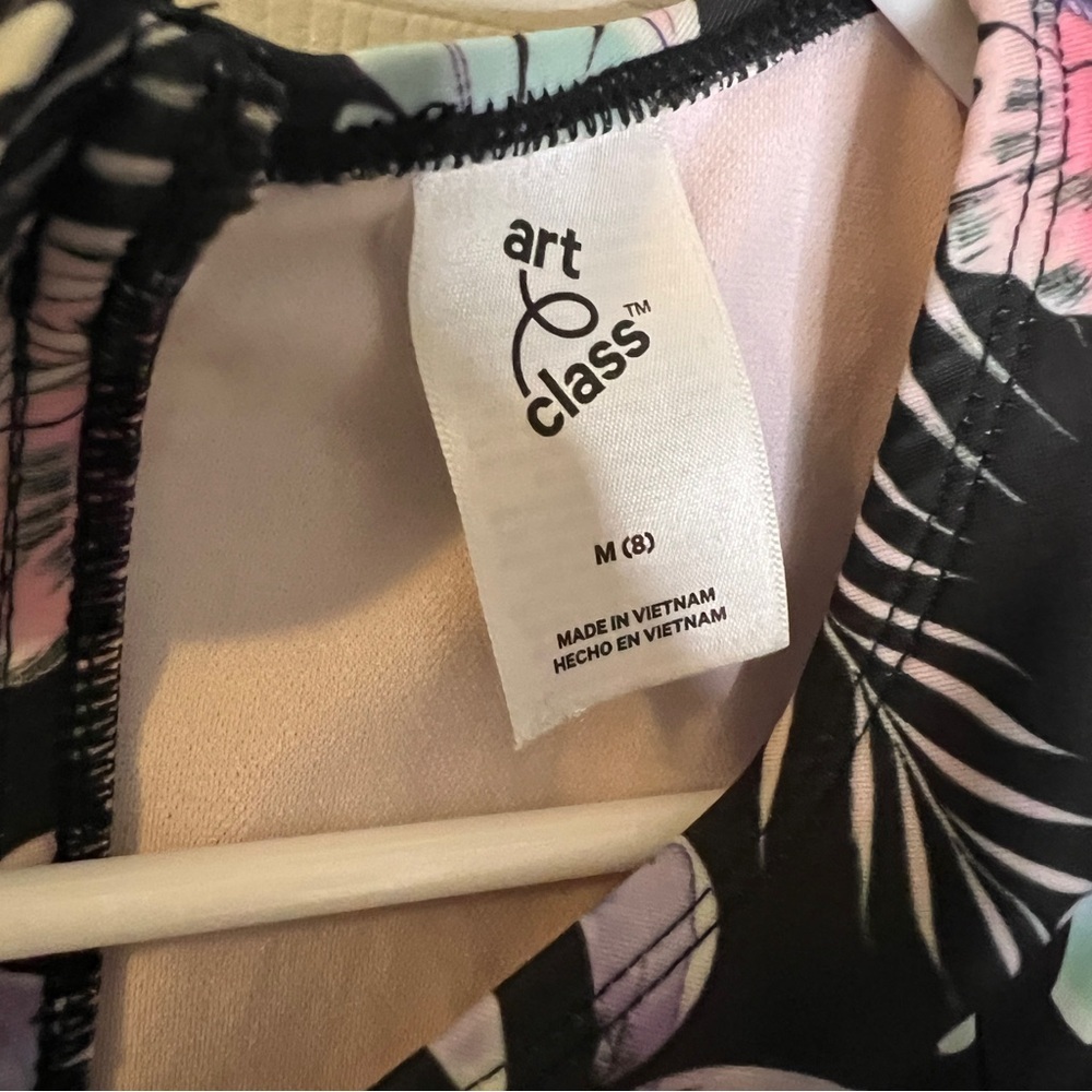 Art Class Kids Swim One Piece - Floral Black Size 8 - Picture 3 of 3